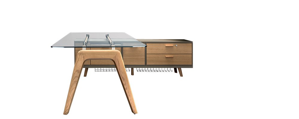Bureau avec retour et crédence