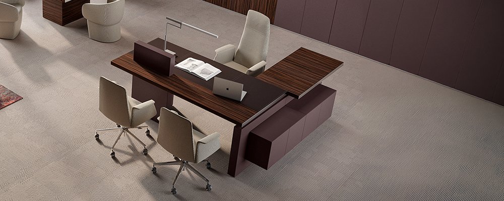 Bureau avec retour et crédence