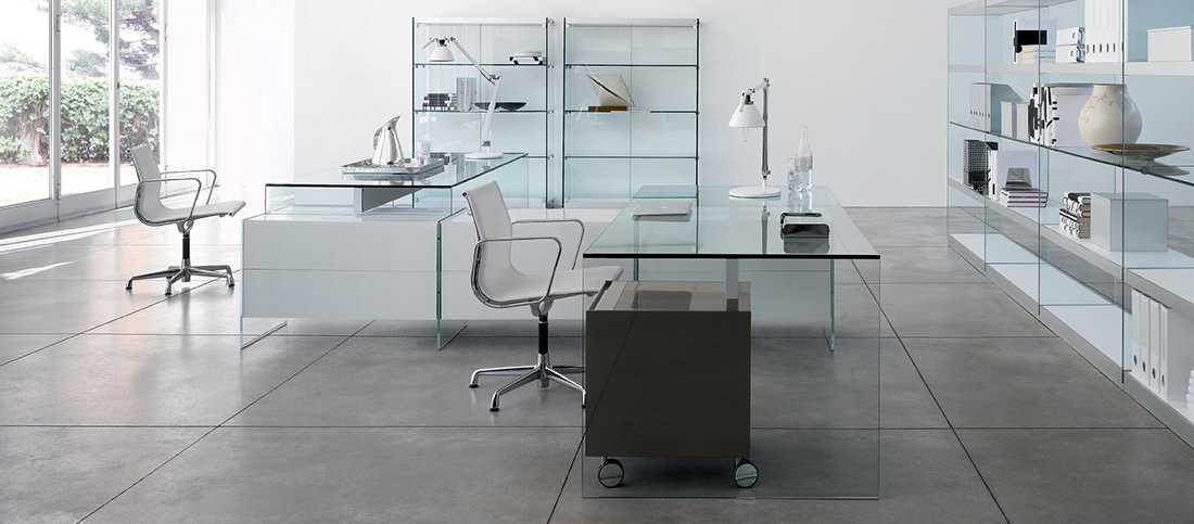 bureau moderne verre cristal